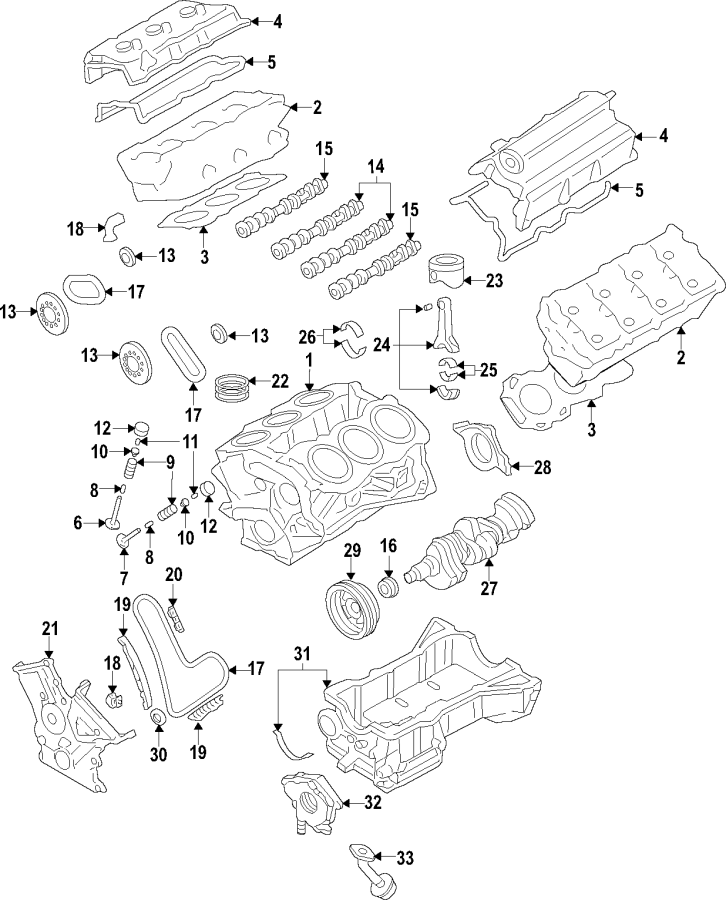 Diagram Camshaft & timing. Crankshaft & bearings. Cylinder head & valves. Lubrication. Mounts. Pistons. Rings & bearings. for your Ford