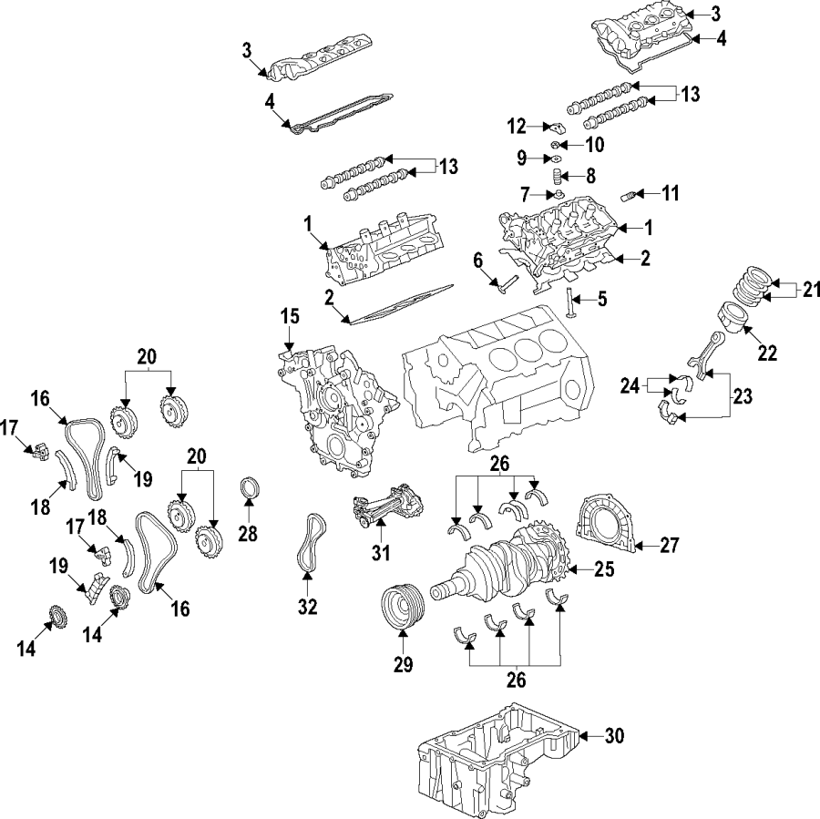 Diagram Camshaft & timing. Crankshaft & bearings. Cylinder head & valves. Lubrication. Mounts. Pistons. Rings & bearings. for your 2019 Ford F-150  Raptor Crew Cab Pickup Fleetside 