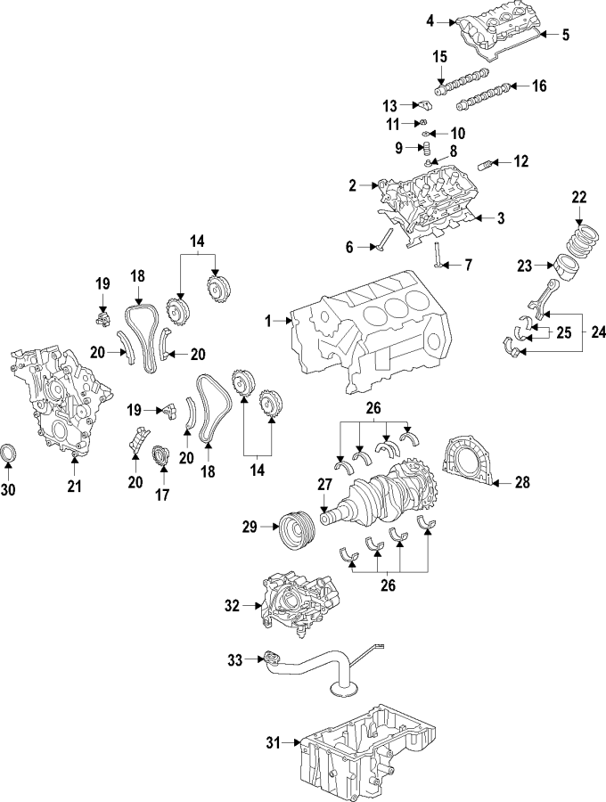 Diagram Camshaft & timing. Crankshaft & bearings. Cylinder head & valves. Lubrication. Mounts. Pistons. Rings & bearings. for your 2015 Lincoln MKZ Black Label Sedan 2.0L EcoBoost A/T FWD 