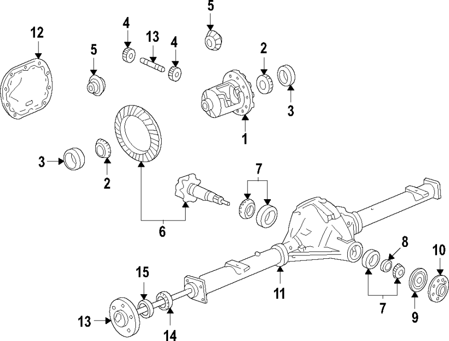 Diagram Rear axle. Differential. Propeller shaft. for your 2021 Ford F-150 5.0L V8 FLEX A/T 4WD Lariat Extended Cab Pickup Fleetside 