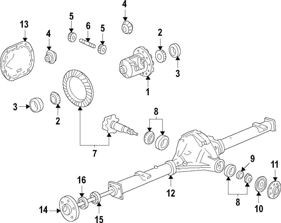 Diagram Rear axle. Differential. Propeller shaft. for your 2021 Ford F-150 5.0L V8 FLEX A/T 4WD Lariat Extended Cab Pickup Fleetside 