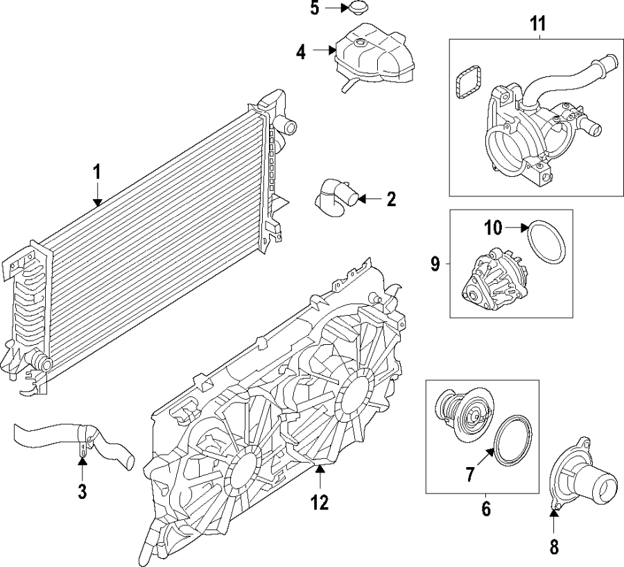 Diagram Cooling system. Cooling fan. Radiator. Water pump. for your Ford Bronco  