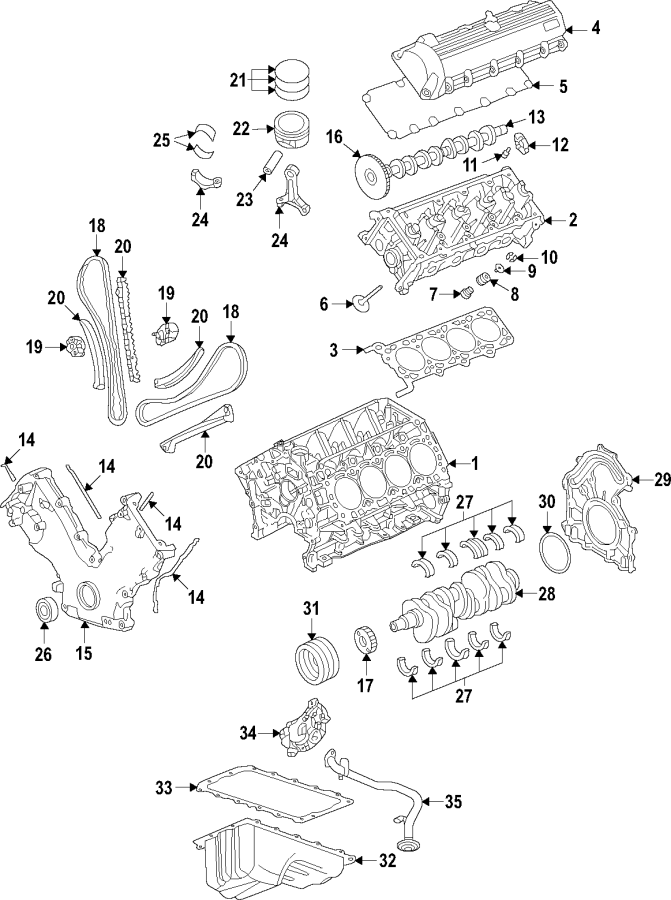 Diagram Camshaft & timing. Crankshaft & bearings. Cylinder head & valves. Lubrication. Mounts. Pistons. Rings & bearings. for your 2013 Lincoln MKZ Base Sedan  