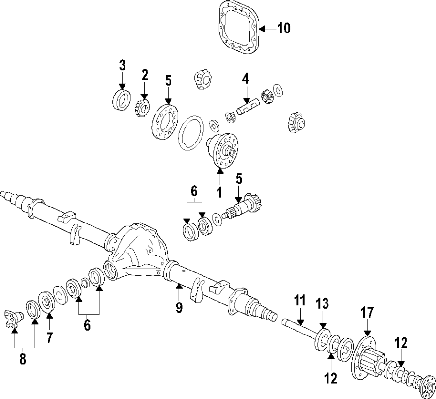 Diagram Rear axle. Differential. Propeller shaft. for your 2017 Ford F-150 5.0L V8 FLEX A/T 4WD XL Crew Cab Pickup Fleetside 