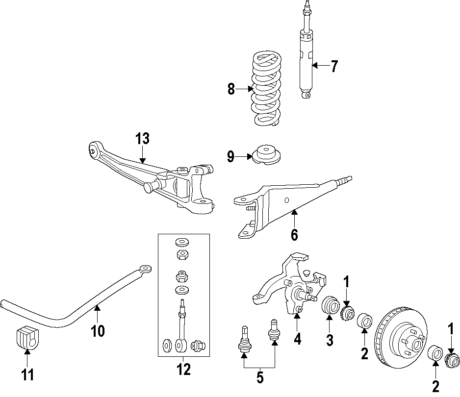 Diagram FRONT SUSPENSION. STABILIZER BAR. SUSPENSION COMPONENTS. for your Ford