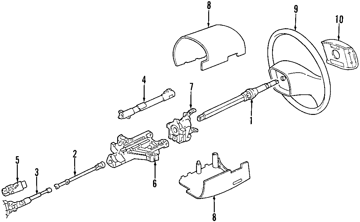 Diagram STEERING COLUMN. STEERING WHEEL. for your Ford E-150  