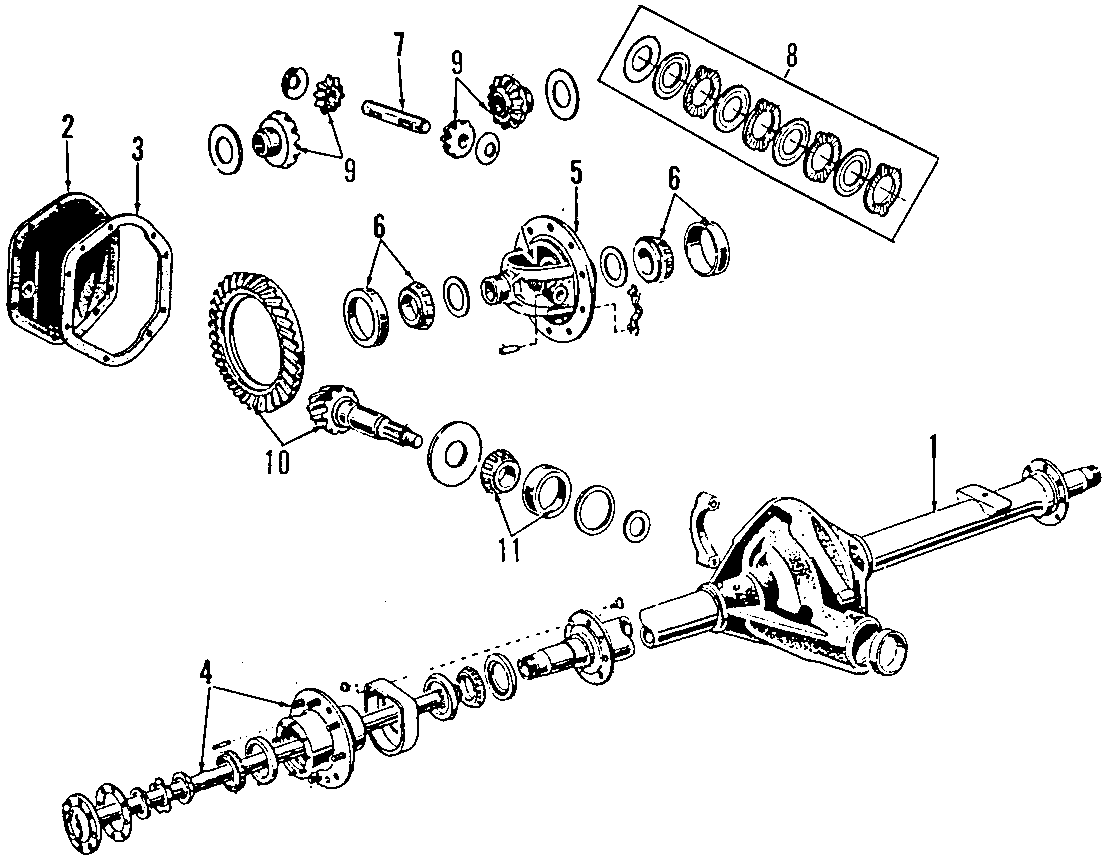 Diagram REAR AXLE. DIFFERENTIAL. PROPELLER SHAFT. for your 1988 Ford F-250   