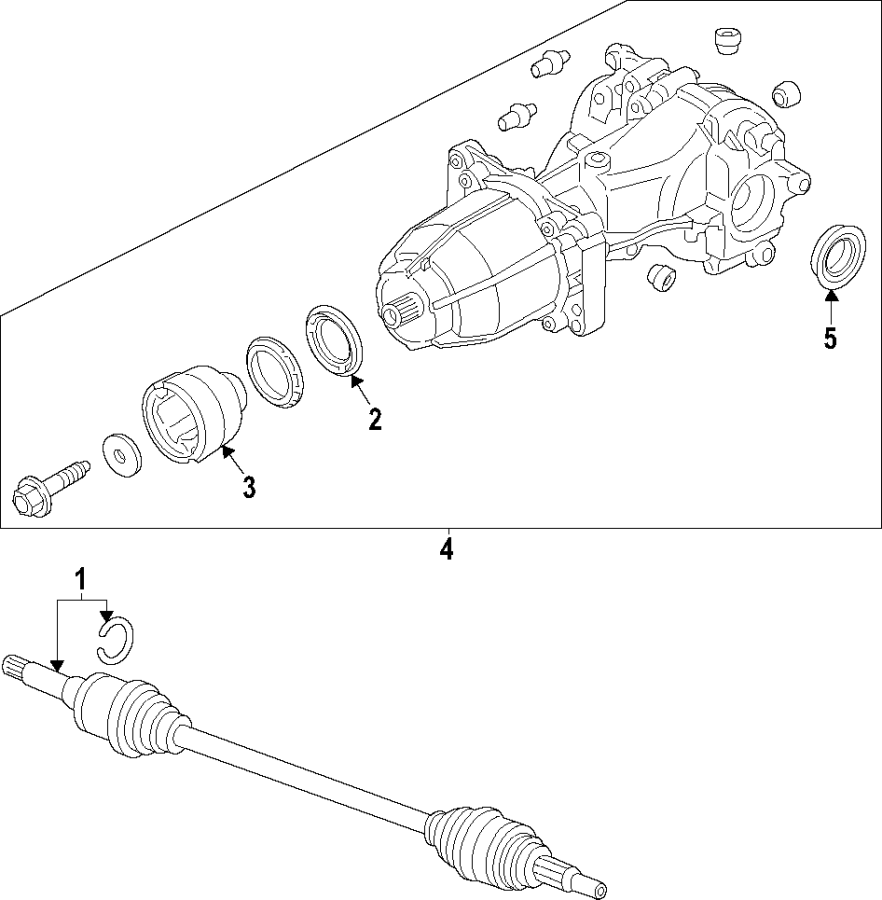 Diagram Rear axle. Differential. Drive axles. Propeller shaft. for your Ford Edge  