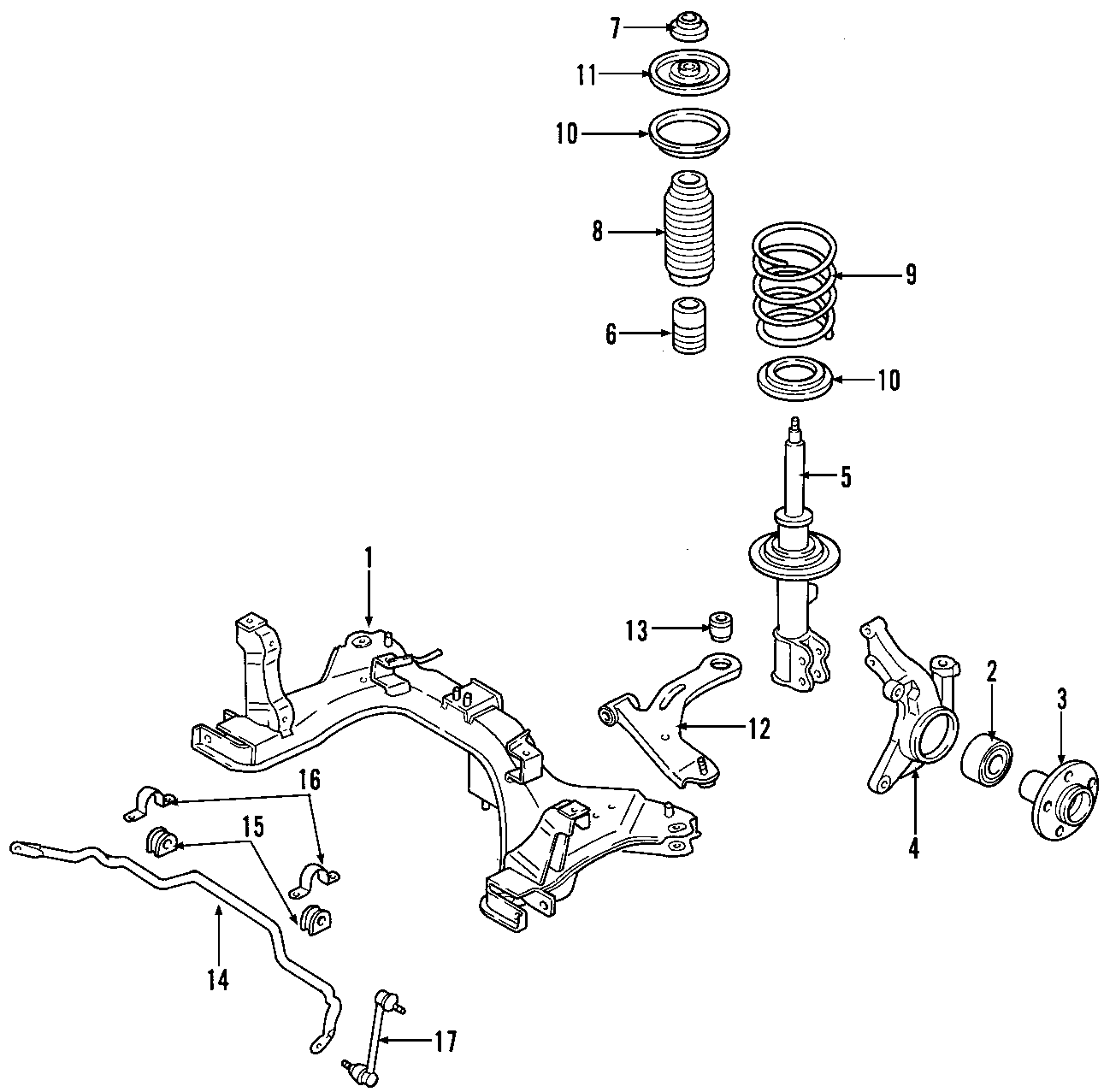 Diagram FRONT SUSPENSION. LOWER CONTROL ARM. STABILIZER BAR. SUSPENSION COMPONENTS. for your 1994 Ford F-150   