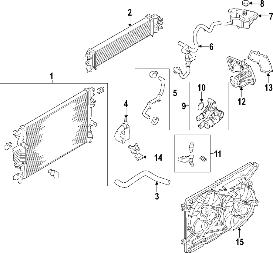 Diagram COOLING SYSTEM. COOLING FAN. RADIATOR. WATER PUMP. for your 2012 Ford Fusion   