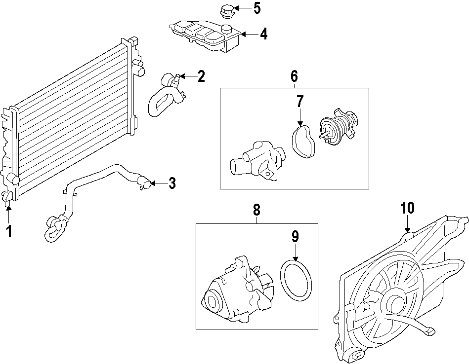 Diagram COOLING SYSTEM. COOLING FAN. RADIATOR. WATER PUMP. for your 1994 Ford Explorer   