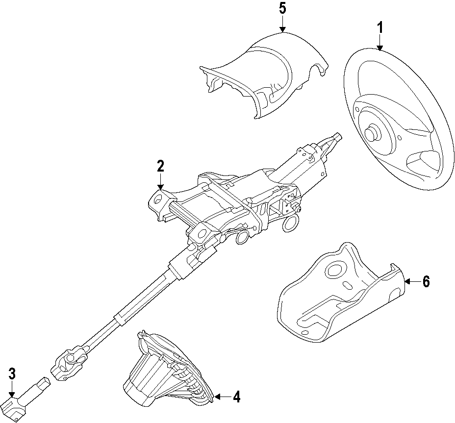 Diagram STEERING COLUMN. STEERING WHEEL. for your 2008 Ford Escape   