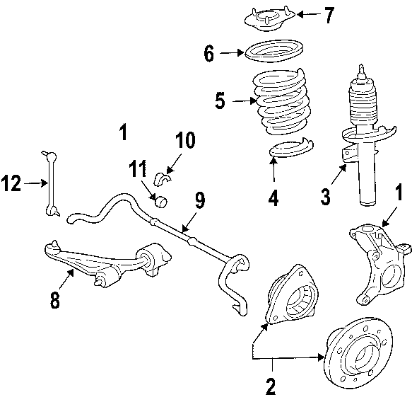 Diagram FRONT SUSPENSION. LOWER CONTROL ARM. STABILIZER BAR. SUSPENSION COMPONENTS. for your 2017 Lincoln MKZ Select Hybrid Sedan  