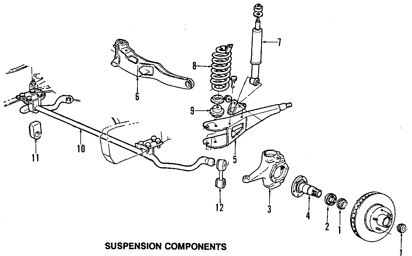 Diagram FRONT SUSPENSION. STABILIZER BAR. SUSPENSION COMPONENTS. for your 1987 Ford F-150 4.9L 6 cylinder M/T 4WD XL Standard Cab Pickup Fleetside 