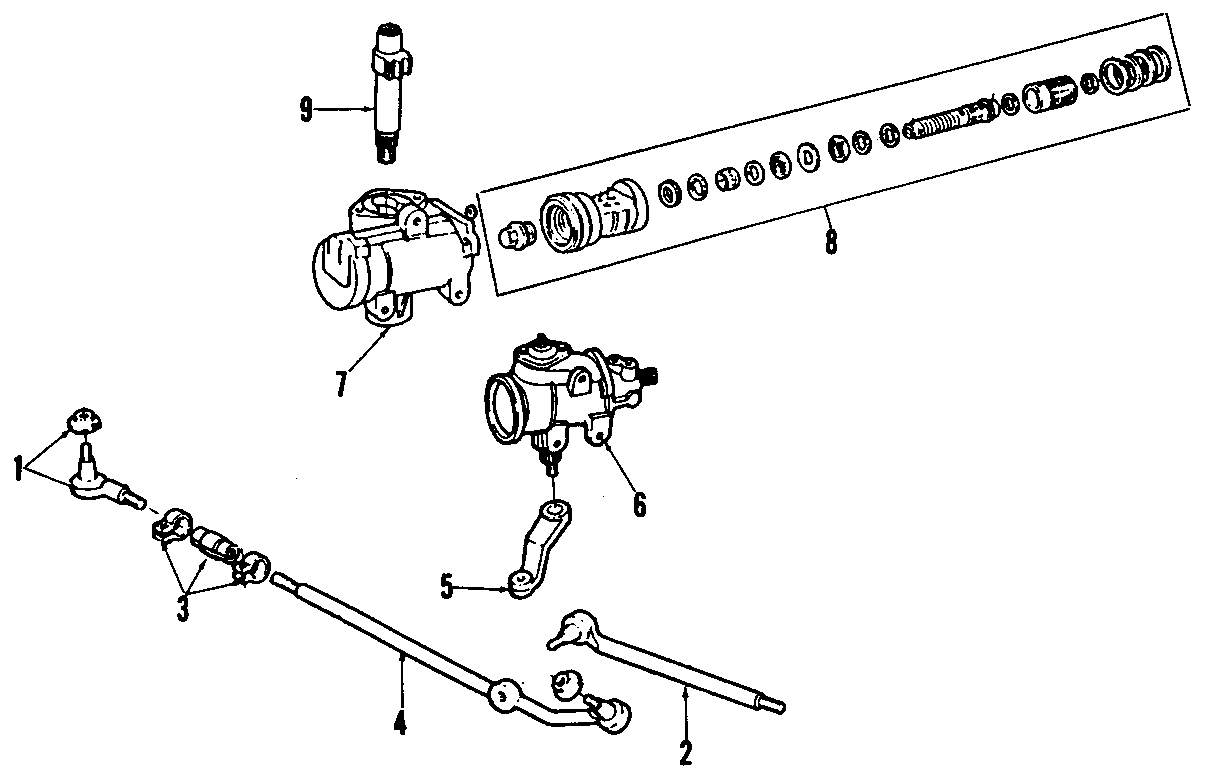 Diagram P/S PUMP & HOSES. STEERING GEAR & LINKAGE. for your 1985 Ford F-150 5.0L V8 M/T RWD XL Extended Cab Pickup Stepside 