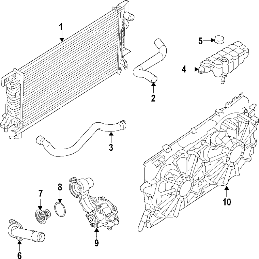 Diagram COOLING SYSTEM. COOLING FAN. RADIATOR. WATER PUMP. for your 2011 Ford F-150   