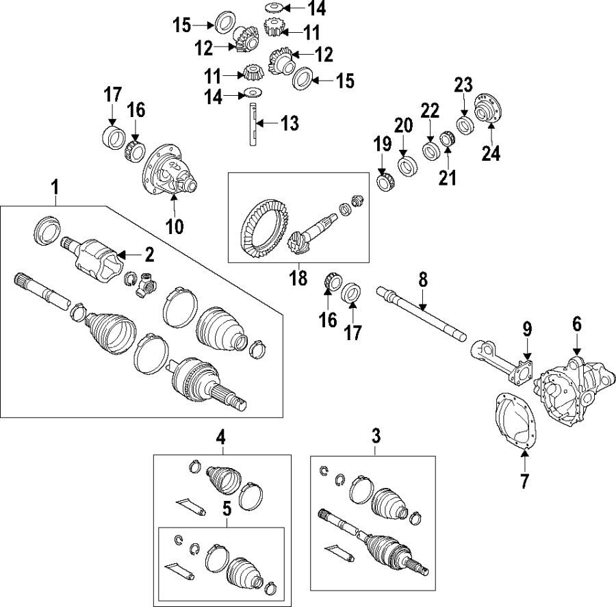 Diagram DRIVE AXLES. AXLE SHAFTS & JOINTS. DIFFERENTIAL. FRONT AXLE. PROPELLER SHAFT. for your 2019 Ford F-150  King Ranch Crew Cab Pickup Fleetside 