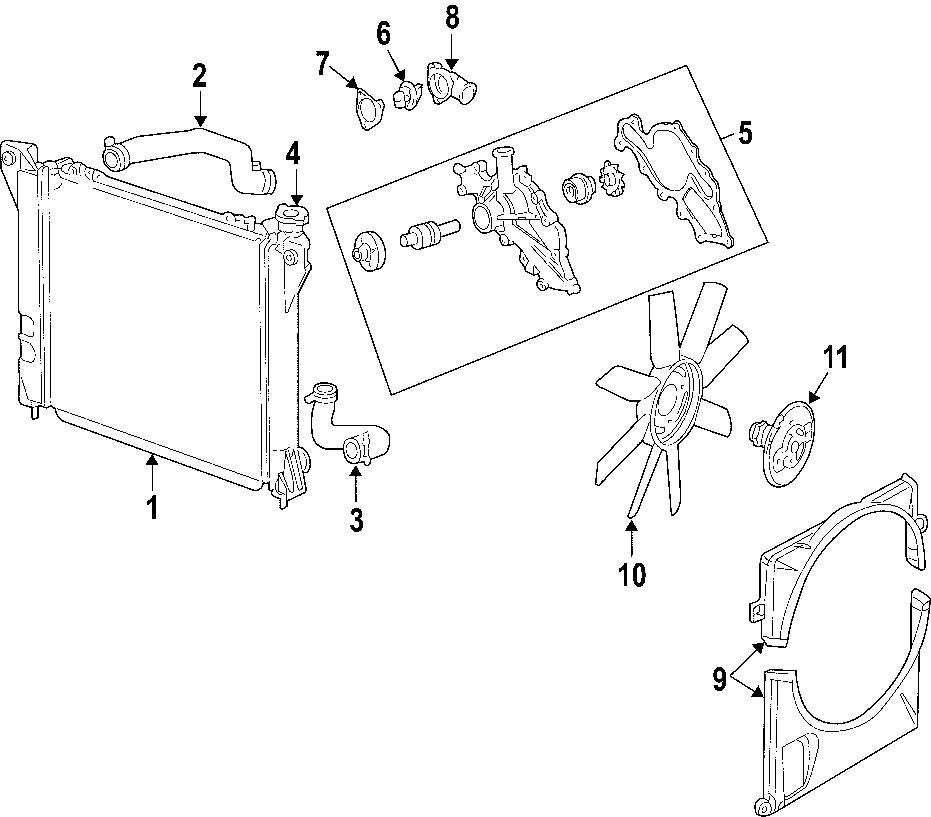 Diagram COOLING SYSTEM. COOLING FAN. RADIATOR. WATER PUMP. for your 2009 Ford Ranger   