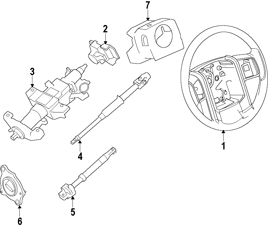 Diagram STEERING COLUMN. STEERING WHEEL. for your 2012 Ford F-150 3.5L EcoBoost V6 A/T RWD XLT Standard Cab Pickup Fleetside 