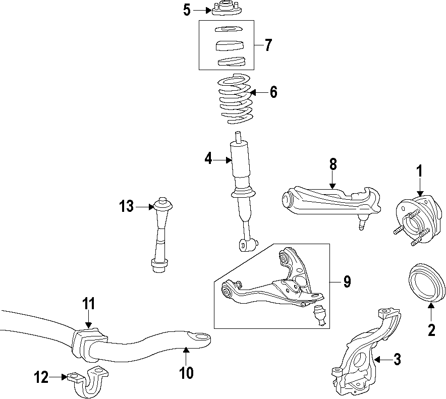 Diagram FRONT SUSPENSION. LOWER CONTROL ARM. STABILIZER BAR. SUSPENSION COMPONENTS. UPPER CONTROL ARM. for your 2018 Ford F-150 3.0L Power-Stroke V6 DIESEL A/T 4WD Platinum Crew Cab Pickup Fleetside 