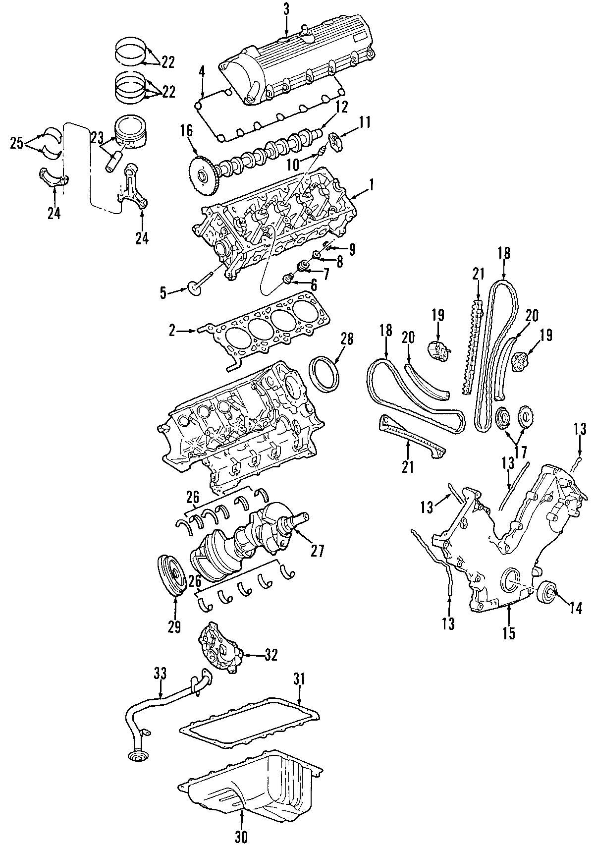 Diagram CAMSHAFT & TIMING. CRANKSHAFT & BEARINGS. CYLINDER HEAD & VALVES. LUBRICATION. MOUNTS. PISTONS. RINGS & BEARINGS. for your Ford