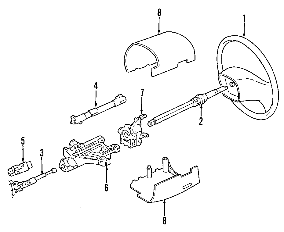 Diagram STEERING COLUMN. STEERING WHEEL. for your Ford E-150  