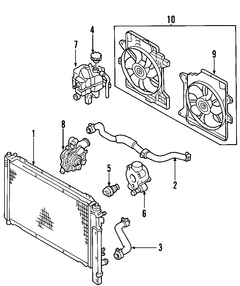 Diagram COOLING SYSTEM. COOLING FAN. RADIATOR. WATER PUMP. for your Mercury Mariner  