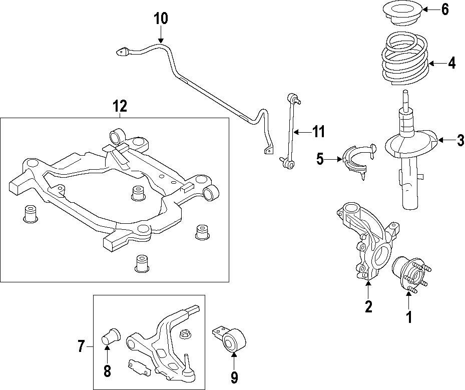 Diagram FRONT SUSPENSION. LOWER CONTROL ARM. STABILIZER BAR. SUSPENSION COMPONENTS. for your 2016 Ford F-150 2.7L EcoBoost V6 A/T RWD XL Standard Cab Pickup Fleetside 