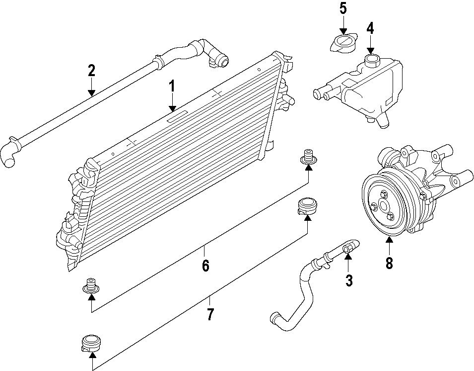 Diagram COOLING SYSTEM. RADIATOR. WATER PUMP. for your 2019 Lincoln MKZ   