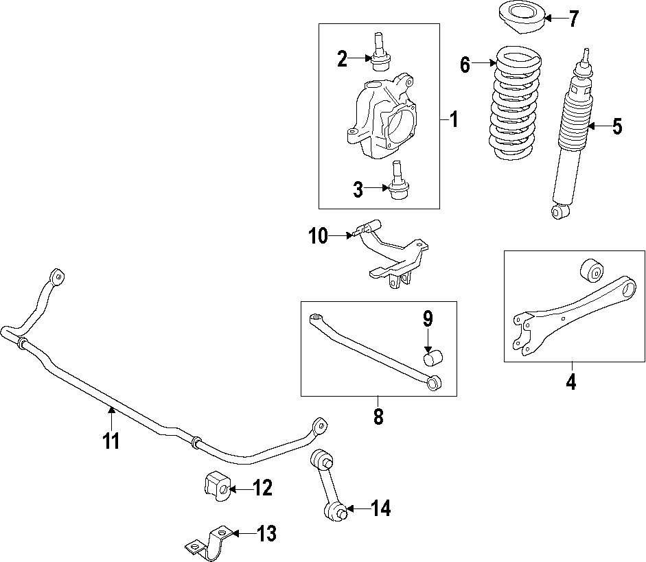 FRONT SUSPENSION. FRONT AXLE. STABILIZER BAR. SUSPENSION COMPONENTS. Diagram