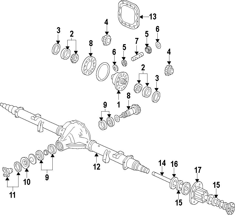 Diagram REAR AXLE. DIFFERENTIAL. PROPELLER SHAFT. for your 2017 Ford F-150  Limited Crew Cab Pickup Fleetside 