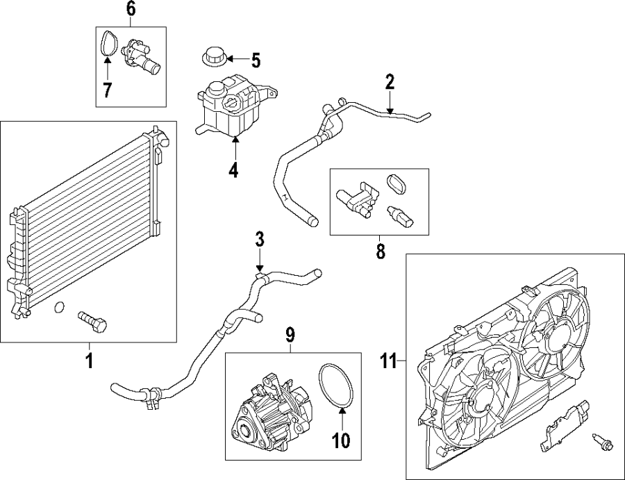 Diagram COOLING SYSTEM. COOLING FAN. RADIATOR. WATER PUMP. for your 2005 Ford Explorer   