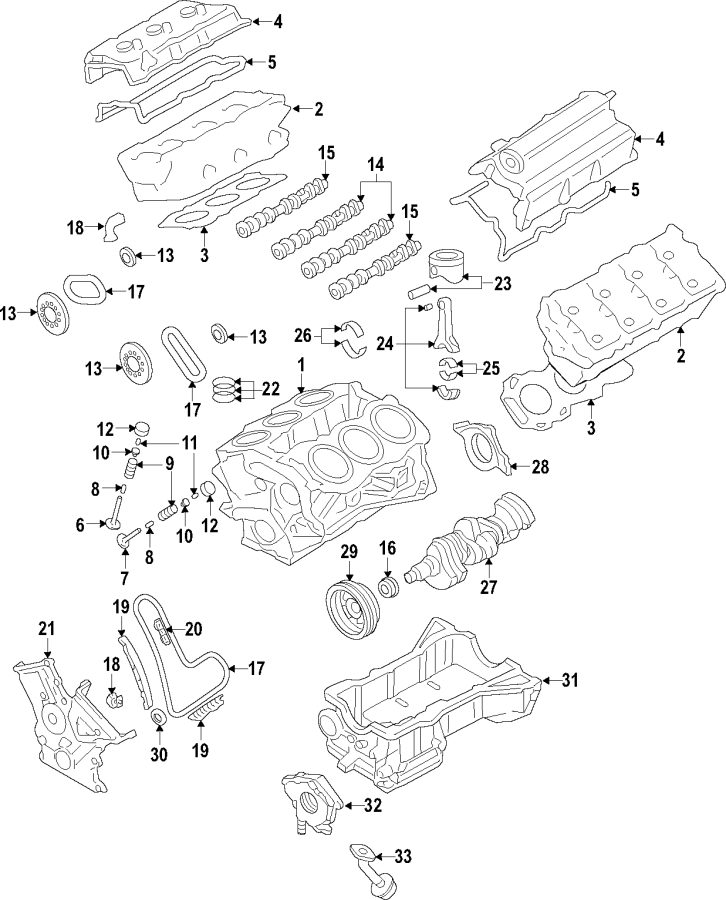 Diagram CAMSHAFT & TIMING. CRANKSHAFT & BEARINGS. CYLINDER HEAD & VALVES. LUBRICATION. MOUNTS. PISTONS. RINGS & BEARINGS. for your Ford