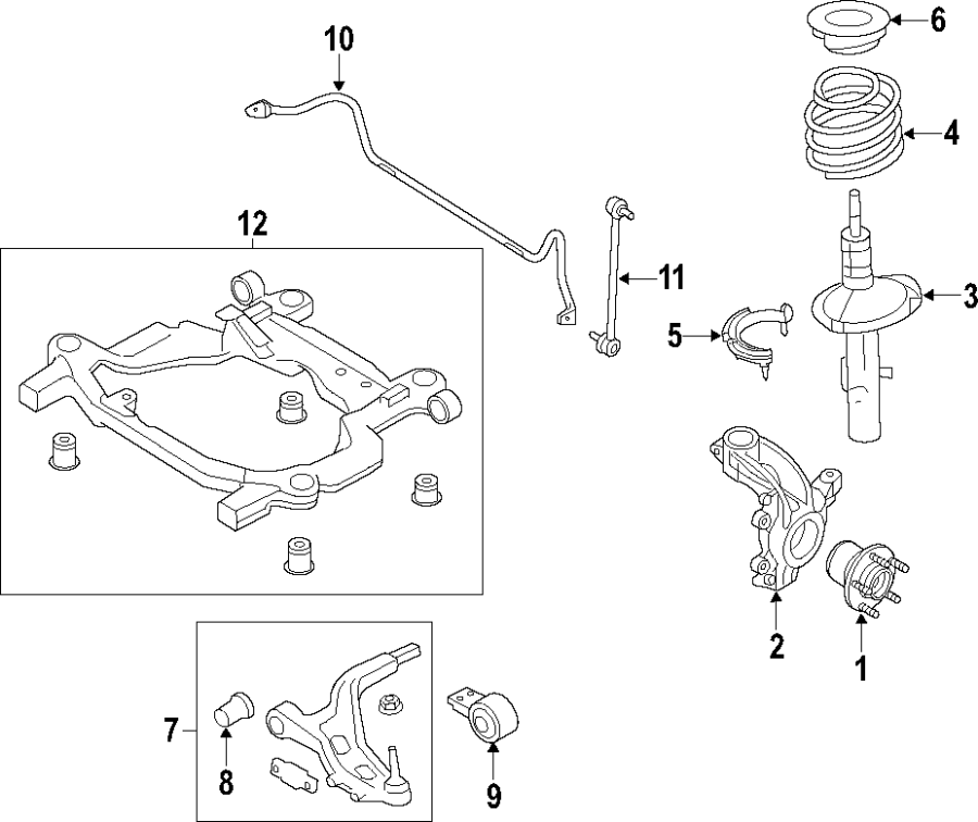 Diagram FRONT SUSPENSION. LOWER CONTROL ARM. STABILIZER BAR. SUSPENSION COMPONENTS. for your 2017 Lincoln MKZ Reserve Sedan  