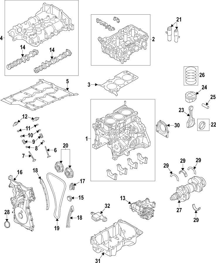 Diagram Camshaft & timing. Crankshaft & bearings. Cylinder head & valves. Lubrication. Mounts. Pistons. Rings & bearings. for your 2013 Lincoln MKZ Base Sedan  