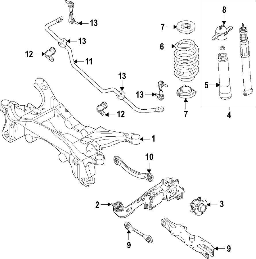 Diagram Rear suspension. Lower control arm. Stabilizer bar. Suspension components. Upper control arm. for your 2013 Ford Fusion   