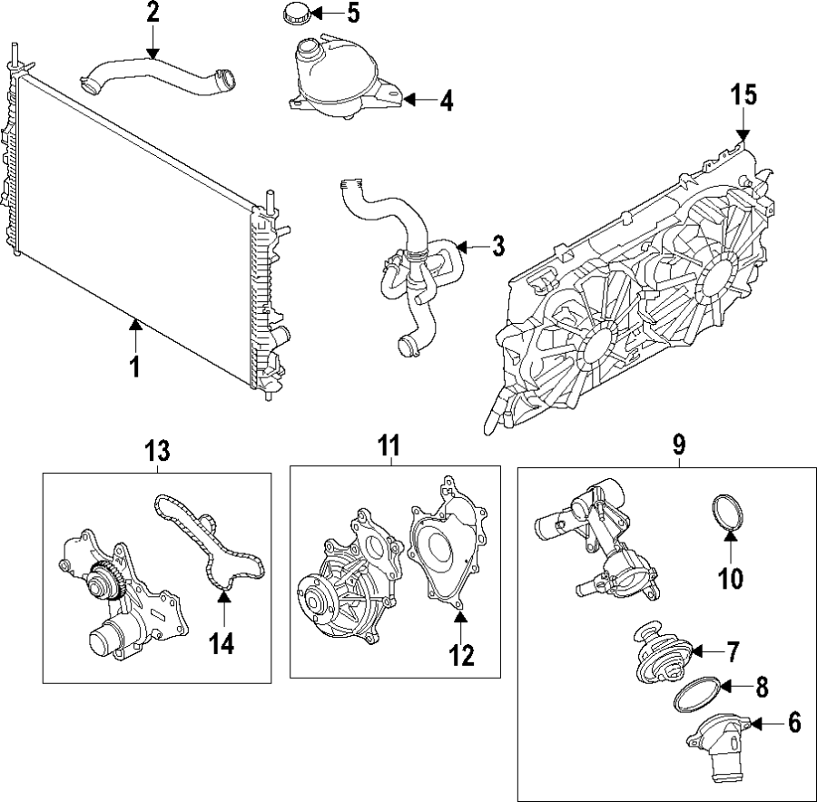 Diagram COOLING SYSTEM. COOLING FAN. RADIATOR. WATER PUMP. for your Ford Transit-250  