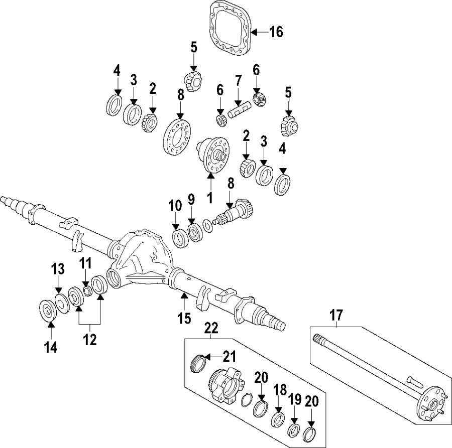 Diagram REAR AXLE. DIFFERENTIAL. PROPELLER SHAFT. for your 2017 Ford F-150 5.0L V8 FLEX A/T 4WD King Ranch Crew Cab Pickup Fleetside 