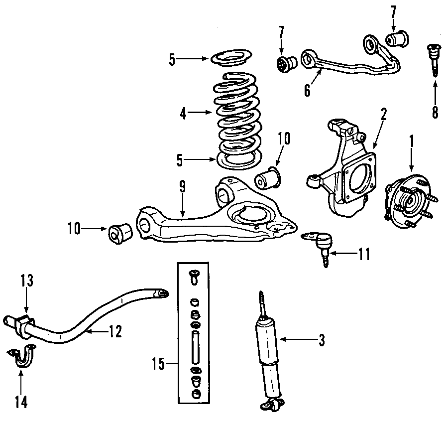 Diagram FRONT SUSPENSION. for your 2016 GMC Sierra 2500 HD 6.0L Vortec V8 FLEX A/T RWD SLE Extended Cab Pickup Fleetside 