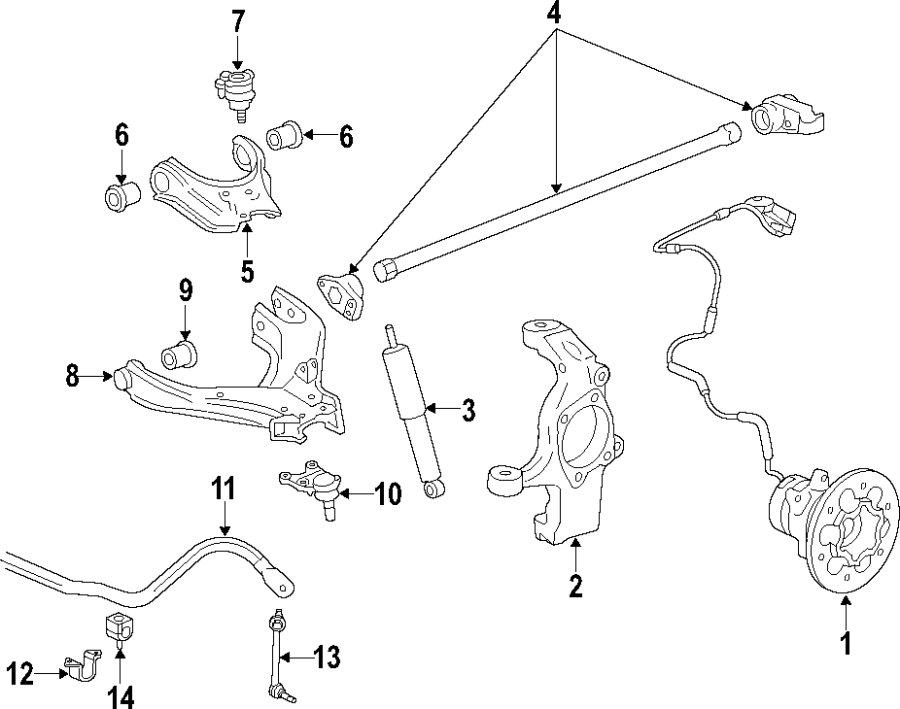 Diagram FRONT SUSPENSION. LOWER CONTROL ARM. STABILIZER BAR. SUSPENSION COMPONENTS. UPPER CONTROL ARM. for your 2004 GMC Sierra 2500 HD 6.0L Vortec V8 CNG M/T 4WD SLT Crew Cab Pickup 