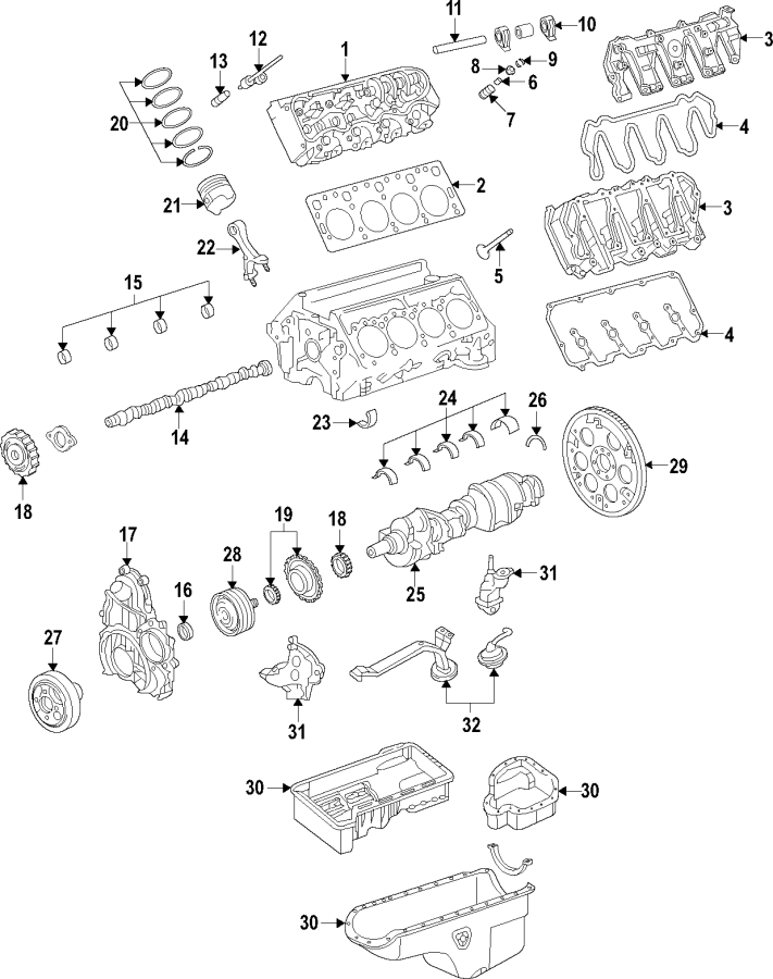 Diagram CAMSHAFT & TIMING. CRANKSHAFT & BEARINGS. CYLINDER HEAD & VALVES. LUBRICATION. MOUNTS. PISTONS. RINGS & BEARINGS. for your GMC