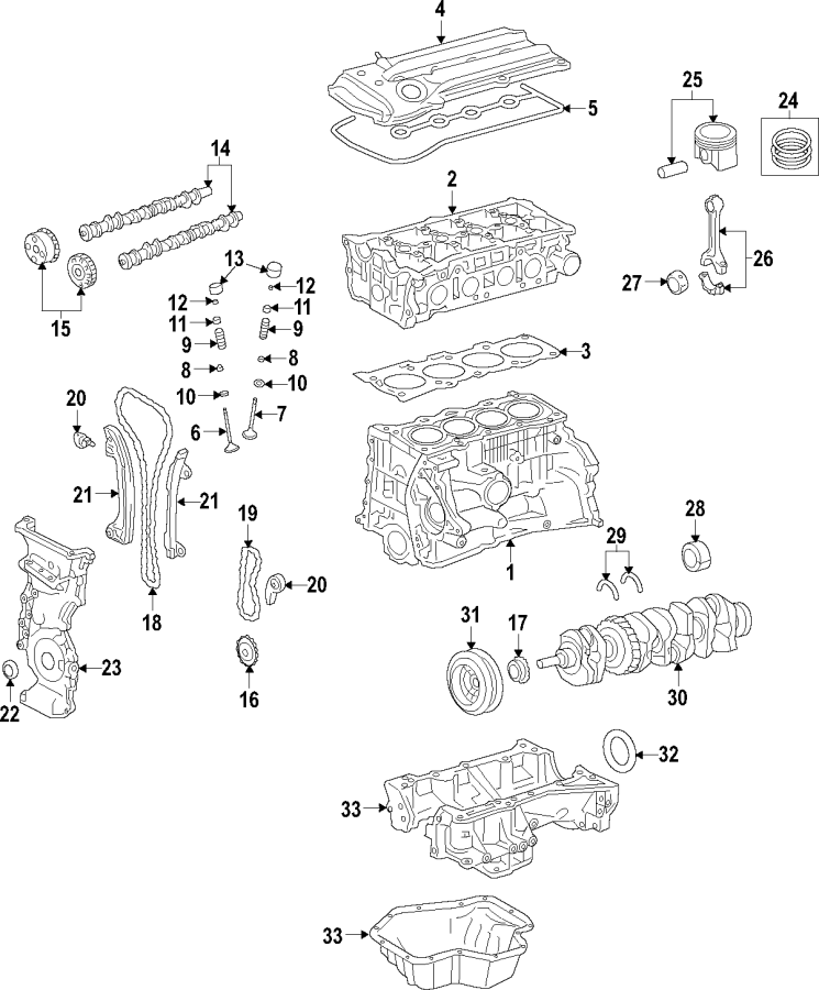 CAMSHAFT & TIMING. CRANKSHAFT & BEARINGS. CYLINDER HEAD & VALVES. LUBRICATION. MOUNTS. PISTONS. RINGS & BEARINGS.