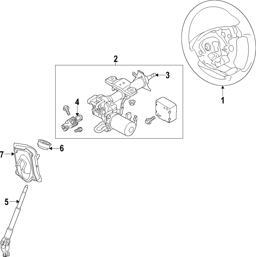 Diagram STEERING COLUMN. STEERING WHEEL. for your 2021 GMC Sierra 2500 HD 6.6L Duramax V8 DIESEL A/T 4WD Base Extended Cab Pickup Fleetside 