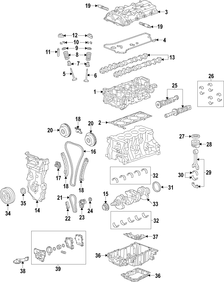 Diagram CAMSHAFT & TIMING. CRANKSHAFT & BEARINGS. CYLINDER HEAD & VALVES. LUBRICATION. MOUNTS. PISTONS. RINGS & BEARINGS. for your 2008 Chevrolet Corvette   