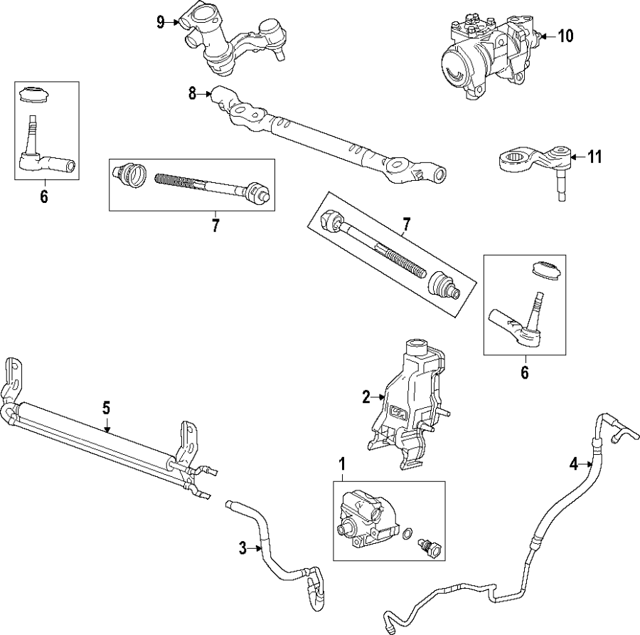 Diagram P/S pump & hoses. Steering gear & linkage. for your 2021 GMC Sierra 2500 HD 6.6L V8 A/T 4WD SLE Extended Cab Pickup Fleetside 