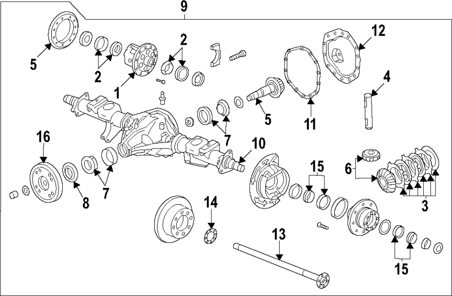 Diagram Differential. Propeller shaft. for your 2024 Chevrolet Silverado 3500 HD LT Cab & Chassis 6.6L Duramax V8 DIESEL A/T 4WD 