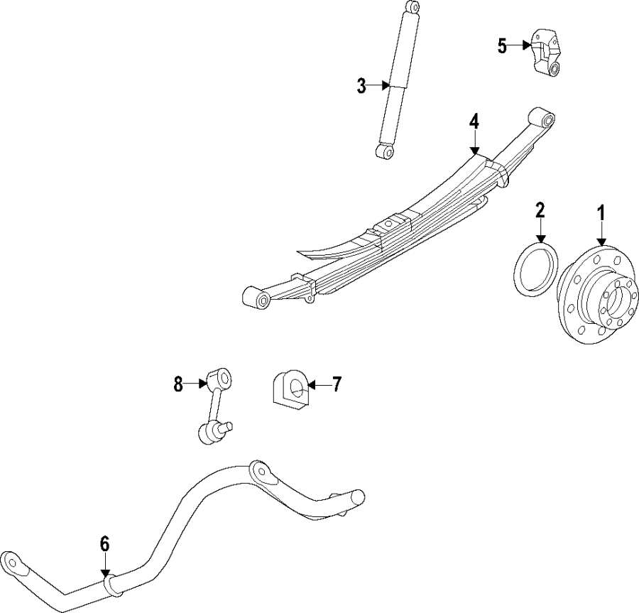 Diagram Rear suspension. Ride control. Stabilizer bar. Suspension components. for your 2015 GMC Sierra 2500 HD  Denali Crew Cab Pickup Fleetside 