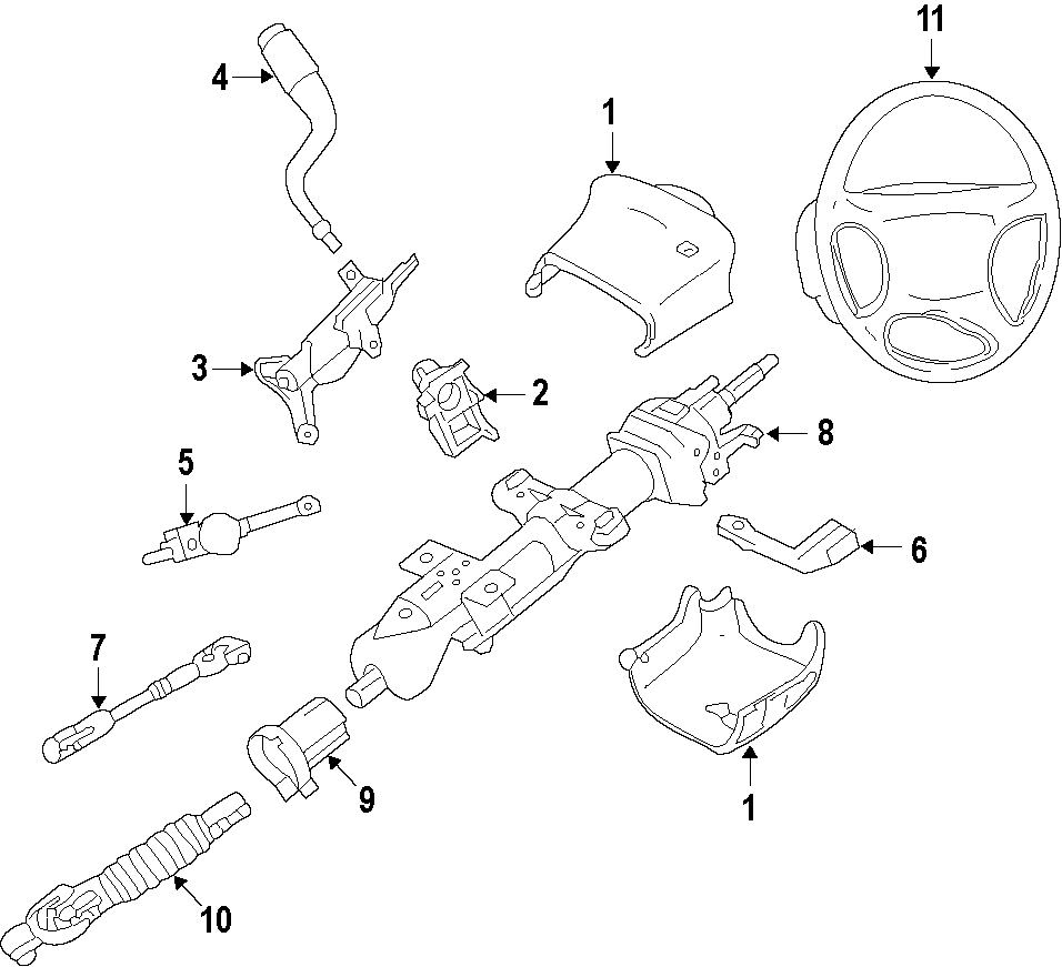 Diagram STEERING COLUMN. STEERING WHEEL. for your 2005 Chevrolet Blazer Xtreme Sport Utility  