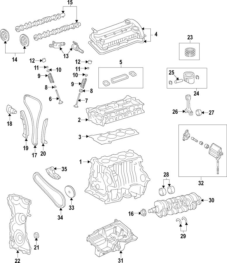 Diagram CAMSHAFT & TIMING. CRANKSHAFT & BEARINGS. CYLINDER HEAD & VALVES. LUBRICATION. MOUNTS. PISTONS. RINGS & BEARINGS. for your 2015 Lincoln MKX   