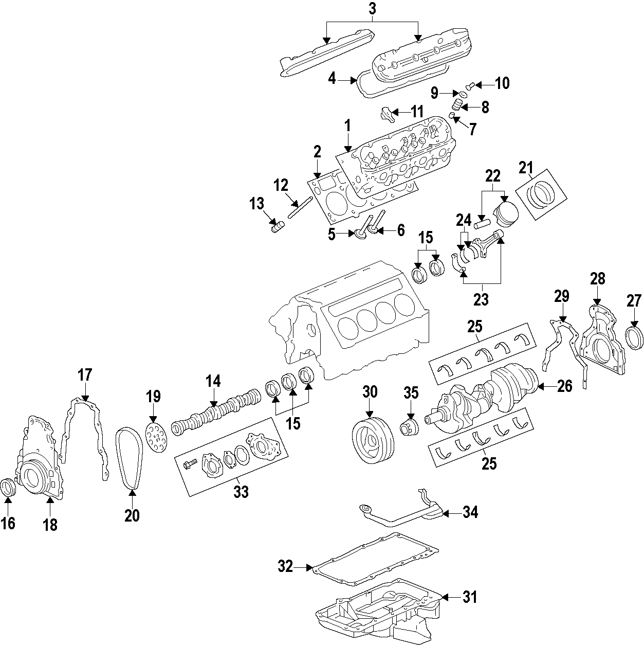 15CAMSHAFT & TIMING. CRANKSHAFT & BEARINGS. CYLINDER HEAD & VALVES. LUBRICATION. MOUNTS. PISTONS. RINGS & BEARINGS.https://images.simplepart.com/images/parts/motor/fullsize/T237020.png